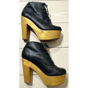 Ecote wooden Vegan leather‎ lace up platform heels size 8.5 Urban Outfitters